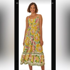 NWT Farm Rio Bella Yellow & White Floral Midi Dress